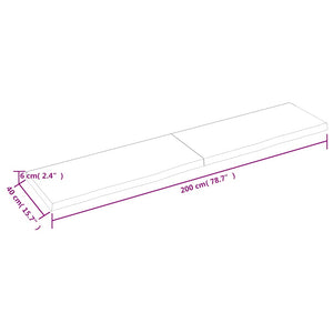Πάγκος Μπάνιου 200x40x(2-6) εκ. από Ακατέργαστο Μασίφ Ξύλο