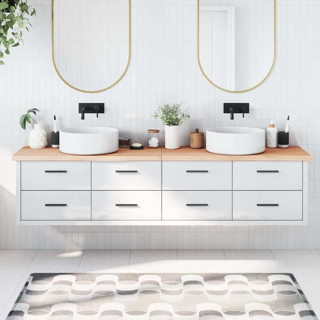 Πάγκος Μπάνιου 220x30x(2-4) εκ. από Ακατέργαστο Μασίφ Ξύλο