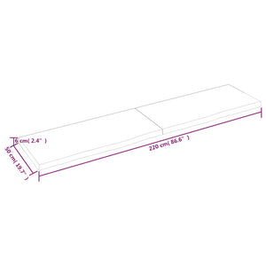Πάγκος Μπάνιου 220 x 50 x (2-6) εκ. από Ακατέργαστο Μασίφ Ξύλο - Pakobazaar