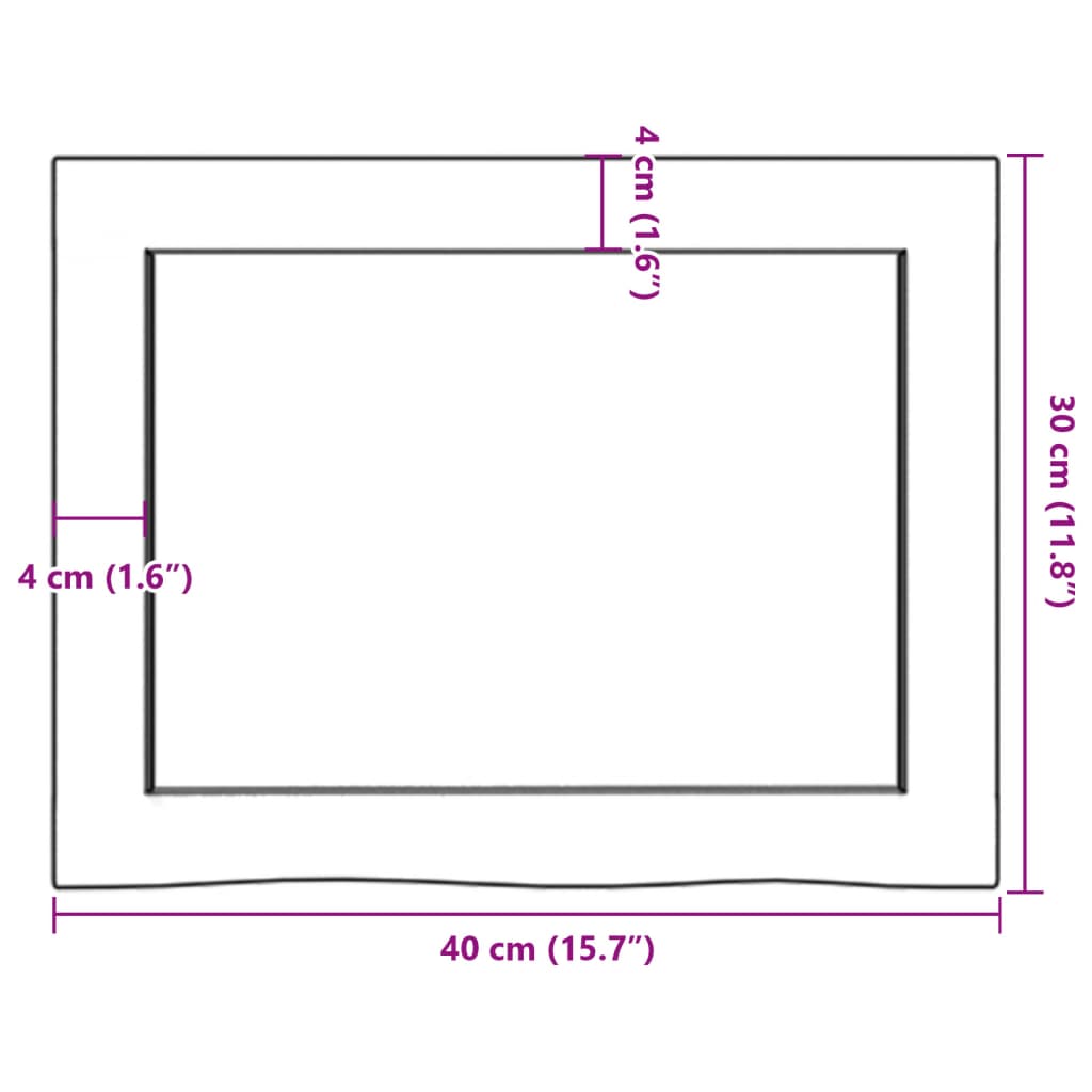 Πάγκος Μπάνιου Αν. Καφέ 40x30x(2-6) εκ. Επεξεργ. Μασίφ Ξύλο