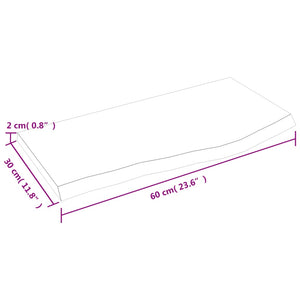 Πάγκος Μπάνιου Αν. Καφέ 60x30x2 εκ. Επεξεργ. Μασίφ Ξύλο