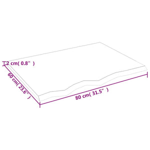 Πάγκος Μπάνιου Αν. Καφέ 80 x 60 x 2 εκ. από Επεξεργ. Μασίφ Ξύλο