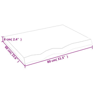 Πάγκος Μπάνιου Αν. Καφέ 80x60x(2-6) εκ. Επεξεργ. Μασίφ Ξύλο