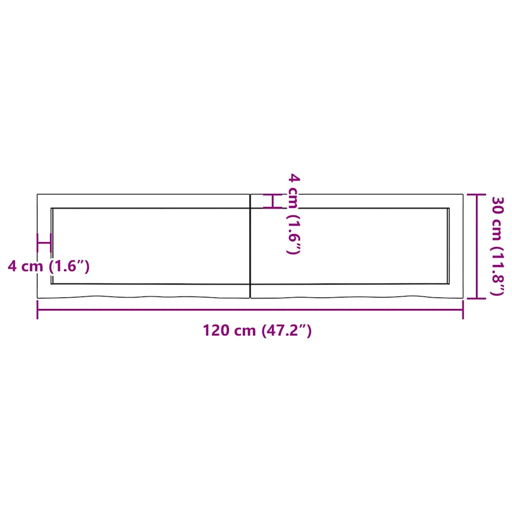 Πάγκος Μπάνιου Αν. Καφέ 120x30x(2-6) εκ. Επεξεργ. Μασίφ Ξύλο