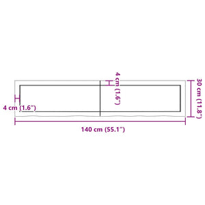 Πάγκος Μπάνιου Αν. Καφέ 140x30x(2-4) εκ. Επεξεργ. Μασίφ Ξύλο