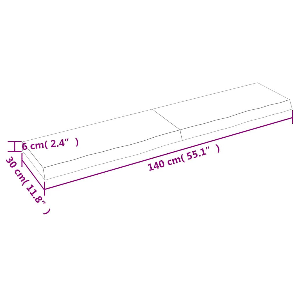Πάγκος Μπάνιου Αν. Καφέ 140x30x(2-6) εκ. Επεξεργ. Μασίφ Ξύλο