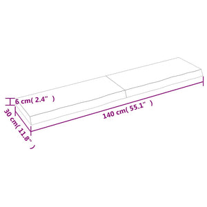 Πάγκος Μπάνιου Αν. Καφέ 140x30x(2-6) εκ. Επεξεργ. Μασίφ Ξύλο