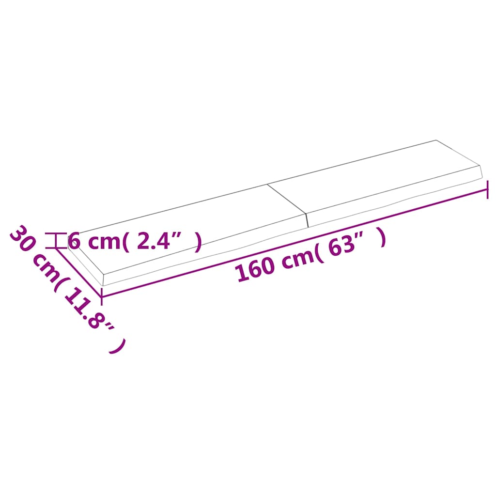 Πάγκος Μπάνιου Αν. Καφέ 160x30x(2-6) εκ. Επεξεργ. Μασίφ Ξύλο