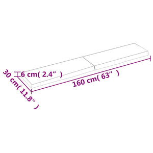 Πάγκος Μπάνιου Αν. Καφέ 160x30x(2-6) εκ. Επεξεργ. Μασίφ Ξύλο