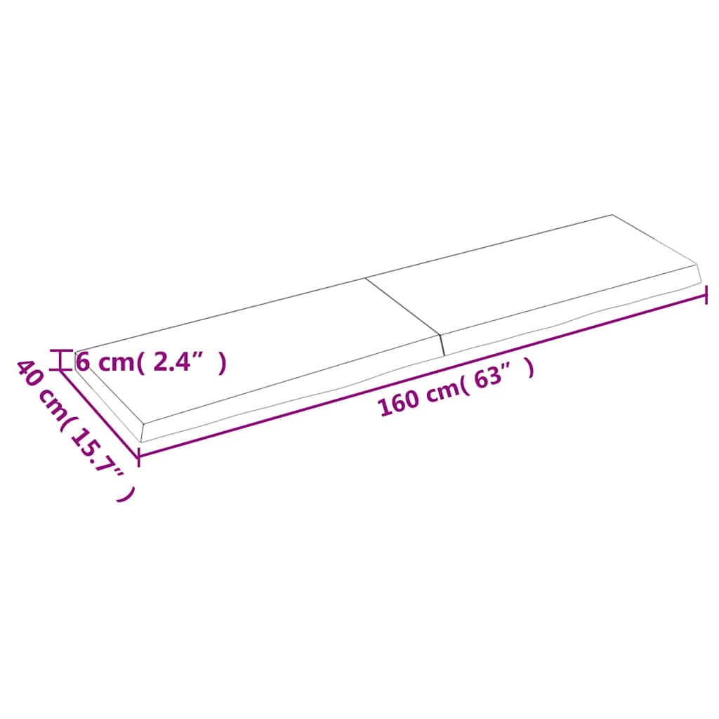 Πάγκος Μπάνιου Αν. Καφέ 160x40x(2-6) εκ. Επεξεργ. Μασίφ Ξύλο - Pakobazaar