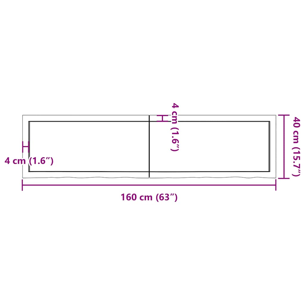 Πάγκος Μπάνιου Αν. Καφέ 160x40x(2-6) εκ. Επεξεργ. Μασίφ Ξύλο - Pakobazaar