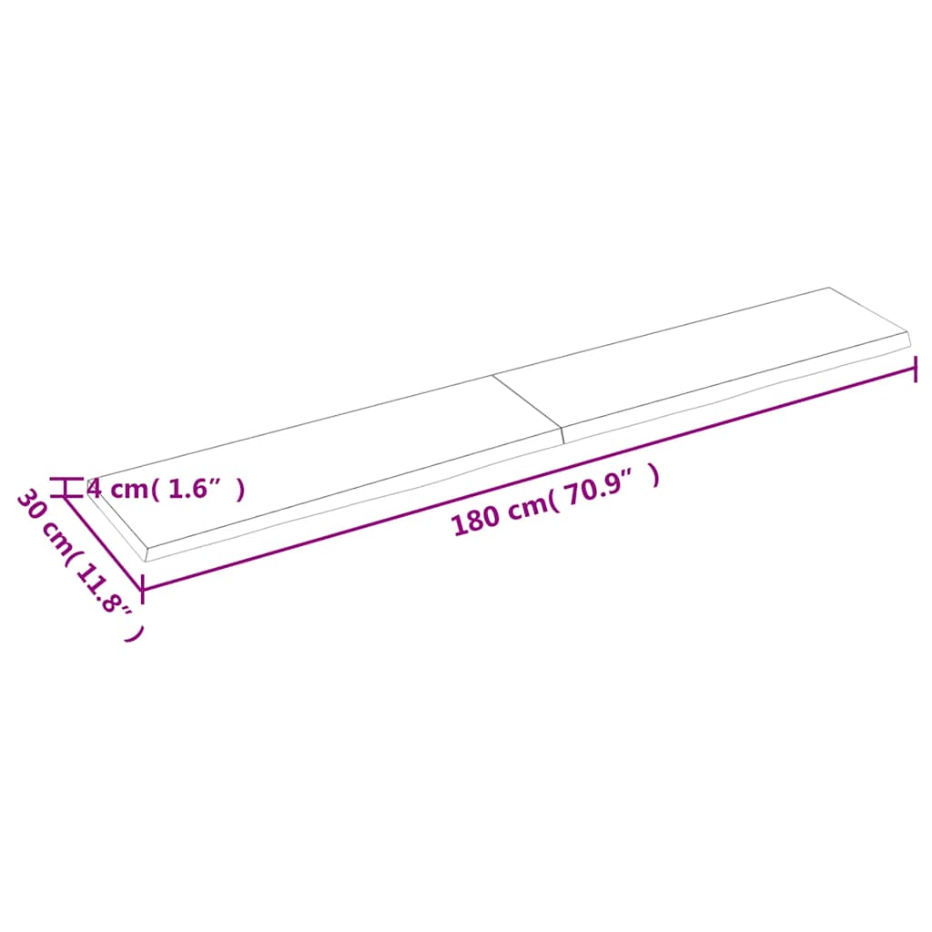 Πάγκος Μπάνιου Αν. Καφέ 180x30x(2-4) εκ. Επεξεργ. Μασίφ Ξύλο
