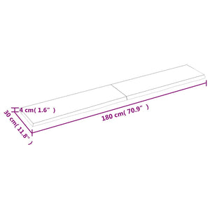 Πάγκος Μπάνιου Αν. Καφέ 180x30x(2-4) εκ. Επεξεργ. Μασίφ Ξύλο