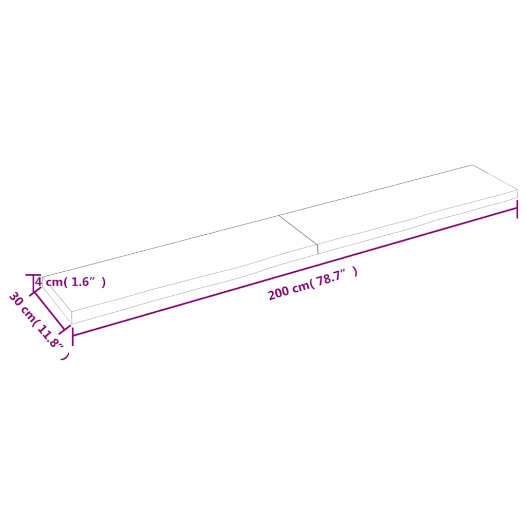 Πάγκος Μπάνιου Αν. Καφέ 200x30x(2-4) εκ. Επεξεργ. Μασίφ Ξύλο - Pakobazaar
