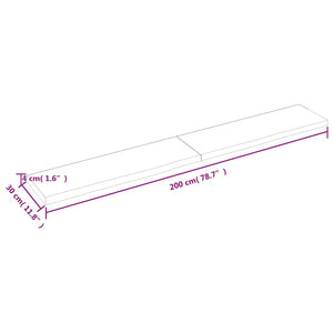 Πάγκος Μπάνιου Αν. Καφέ 200x30x(2-4) εκ. Επεξεργ. Μασίφ Ξύλο - Pakobazaar
