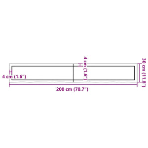 Πάγκος Μπάνιου Αν. Καφέ 200x30x(2-4) εκ. Επεξεργ. Μασίφ Ξύλο - Pakobazaar