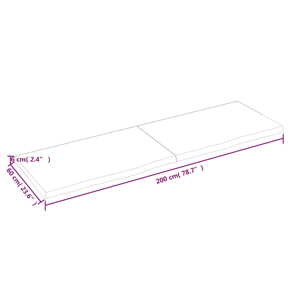 Πάγκος Μπάνιου Αν. Καφέ 200x60x(2-6) εκ. Επεξεργ. Μασίφ Ξύλο - Pakobazaar