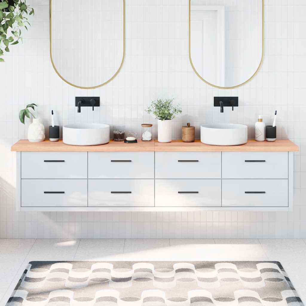 Πάγκος Μπάνιου Αν. Καφέ 220x30x(2-4) εκ. Επεξεργ. Μασίφ Ξύλο