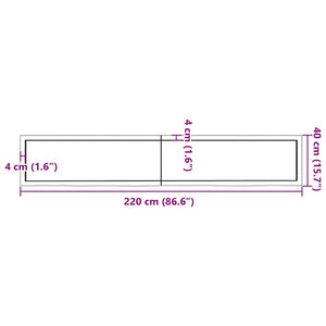 Πάγκος Μπάνιου Αν. Καφέ 220x40x(2-6) εκ. Επεξεργ. Μασίφ Ξύλο