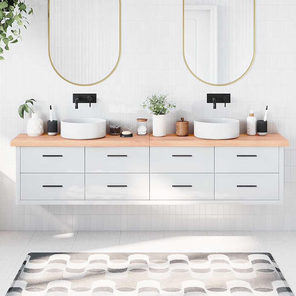 Πάγκος Μπάνιου Αν. Καφέ 220x40x(2-6) εκ. Επεξεργ. Μασίφ Ξύλο