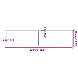 Πάγκος Μπάνιου Αν. Καφέ 220x50x(2-6) εκ. Επεξεργ. Μασίφ Ξύλο