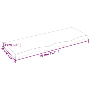 Πάγκος Μπάνιου Σκούρο Καφέ 80x30x(2-4) εκ. Επεξεργ. Μασίφ Ξύλο
