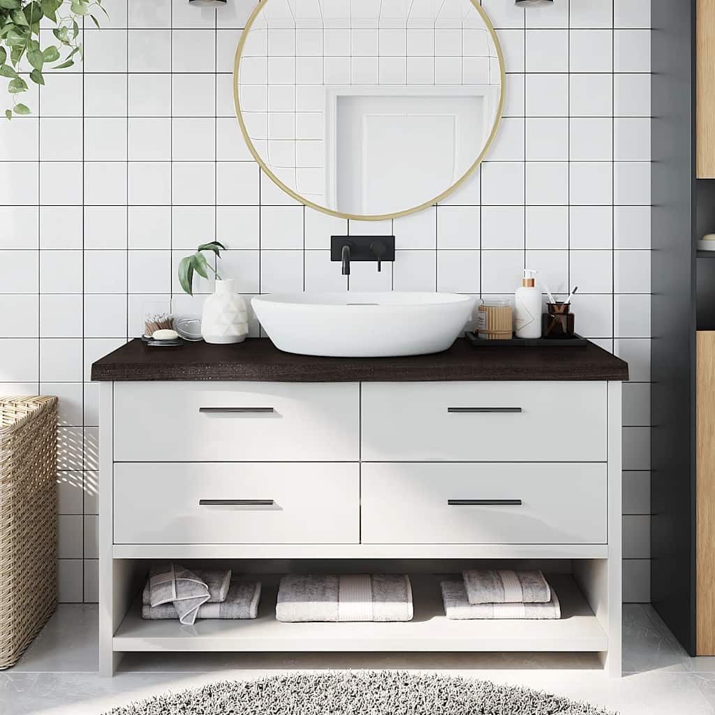 Πάγκος Μπάνιου Σκούρο Καφέ 100x40x(2-6) εκ. Επεξεργ. Μασίφ Ξύλο