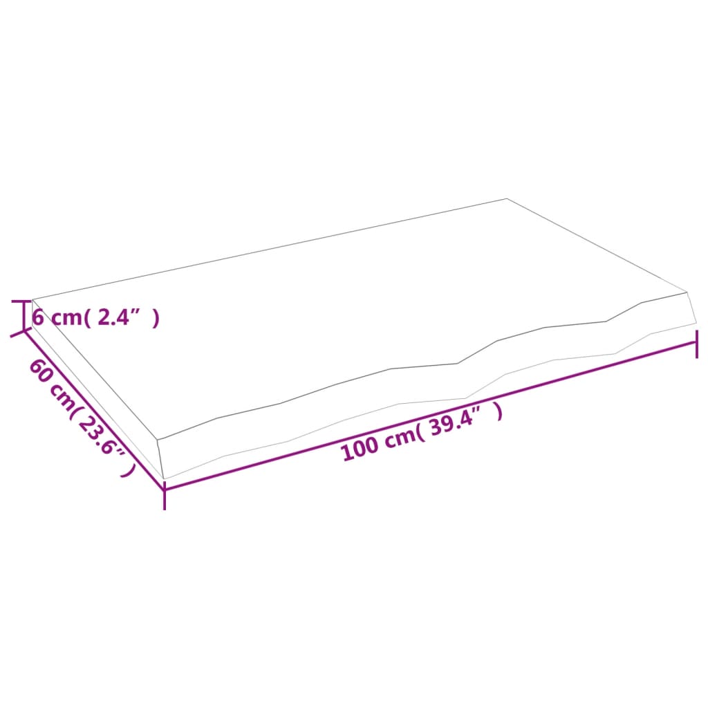 Πάγκος Μπάνιου Σκούρο Καφέ 100x60x(2-6) εκ. Επεξεργ. Μασίφ Ξύλο