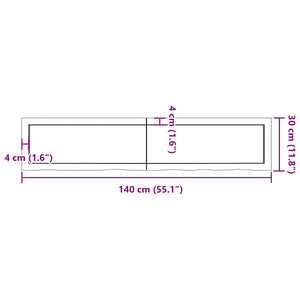 Πάγκος Μπάνιου Σκούρο Καφέ 140x30x(2-4) εκ. Επεξεργ. Μασίφ Ξύλο