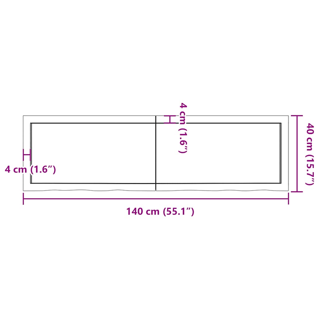 Πάγκος Μπάνιου Σκούρο Καφέ 140x40x(2-6) εκ. Επεξεργ. Μασίφ Ξύλο