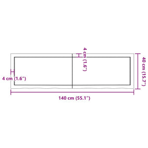 Πάγκος Μπάνιου Σκούρο Καφέ 140x40x(2-6) εκ. Επεξεργ. Μασίφ Ξύλο