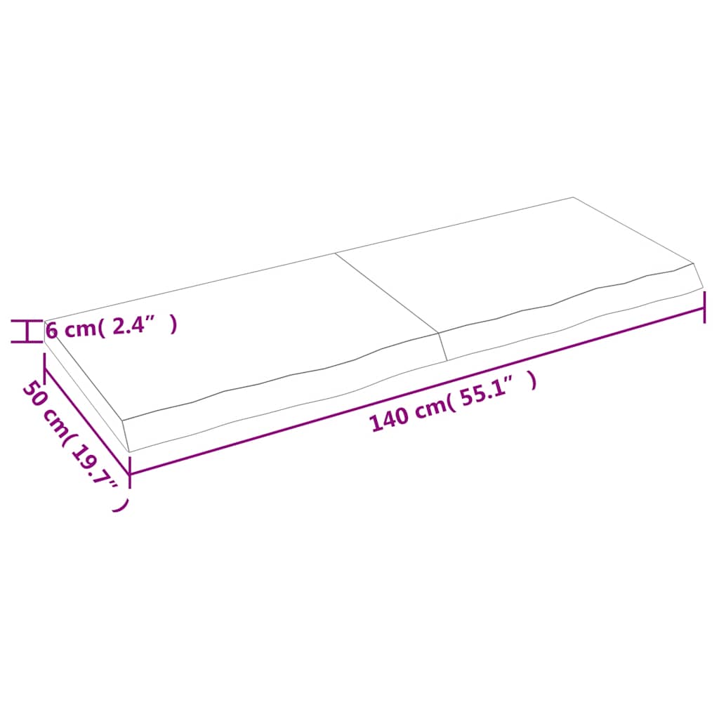 Πάγκος Μπάνιου Σκούρο Καφέ 140x50x(2-6) εκ. Επεξεργ. Μασίφ Ξύλο