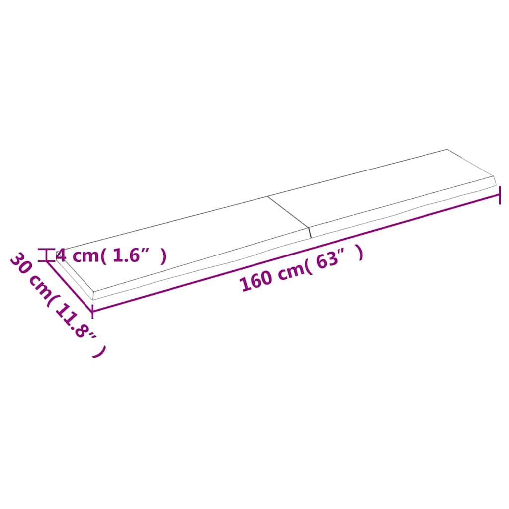 Πάγκος Μπάνιου Σκούρο Καφέ 160x30x(2-4) εκ. Επεξεργ. Μασίφ Ξύλο