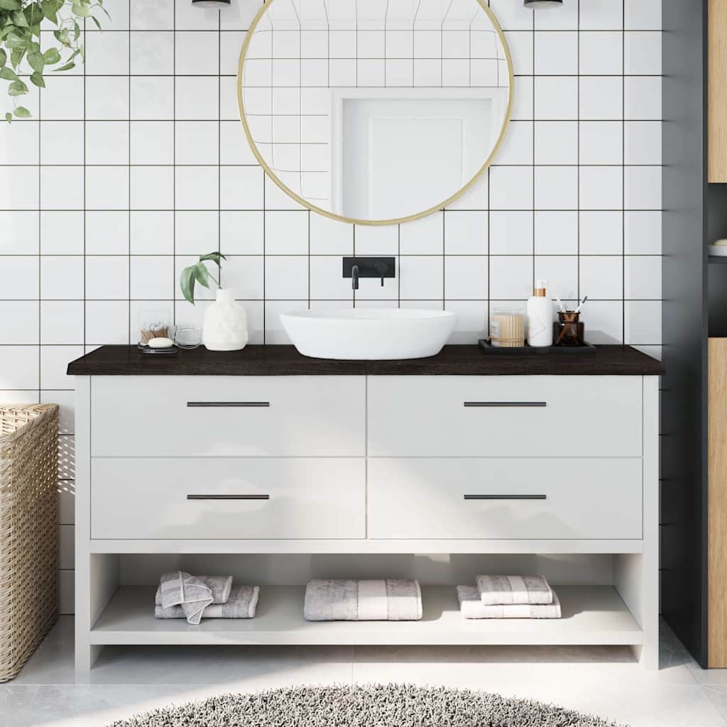 Πάγκος Μπάνιου Σκούρο Καφέ 160x30x(2-4) εκ. Επεξεργ. Μασίφ Ξύλο