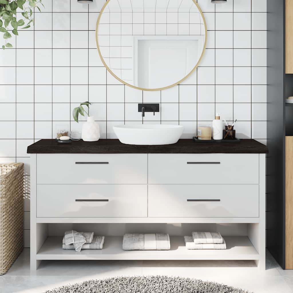 Πάγκος Μπάνιου Σκούρο Καφέ 160x30x(2-4) εκ. Επεξεργ. Μασίφ Ξύλο
