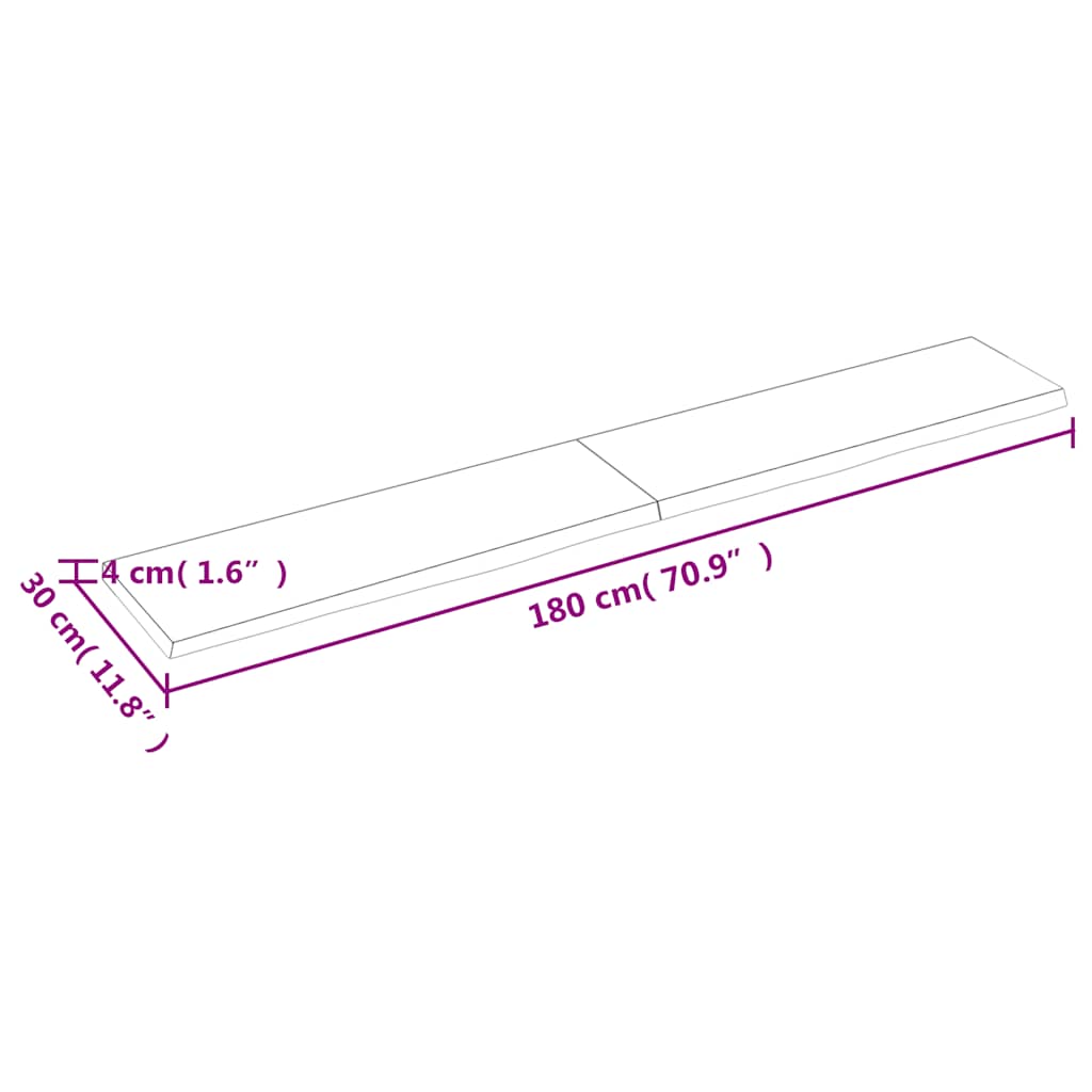 Πάγκος Μπάνιου Σκούρο Καφέ 180x30x(2-4) εκ. Επεξεργ. Μασίφ Ξύλο