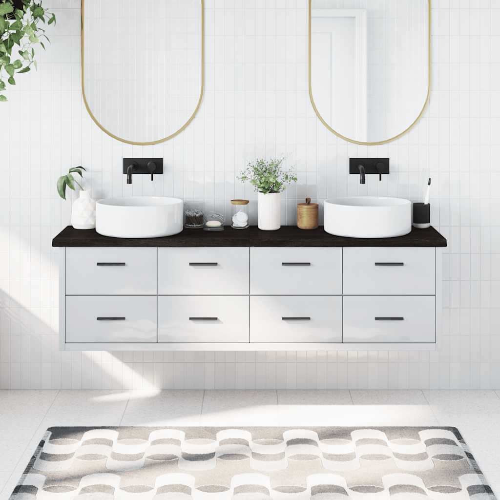 Πάγκος Μπάνιου Σκούρο Καφέ 180x30x(2-4) εκ. Επεξεργ. Μασίφ Ξύλο