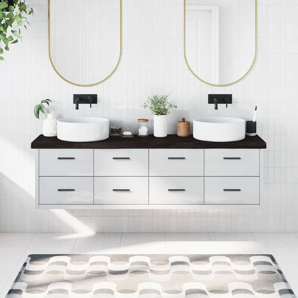 Πάγκος Μπάνιου Σκούρο Καφέ 180x30x(2-6) εκ. Επεξεργ. Μασίφ Ξύλο