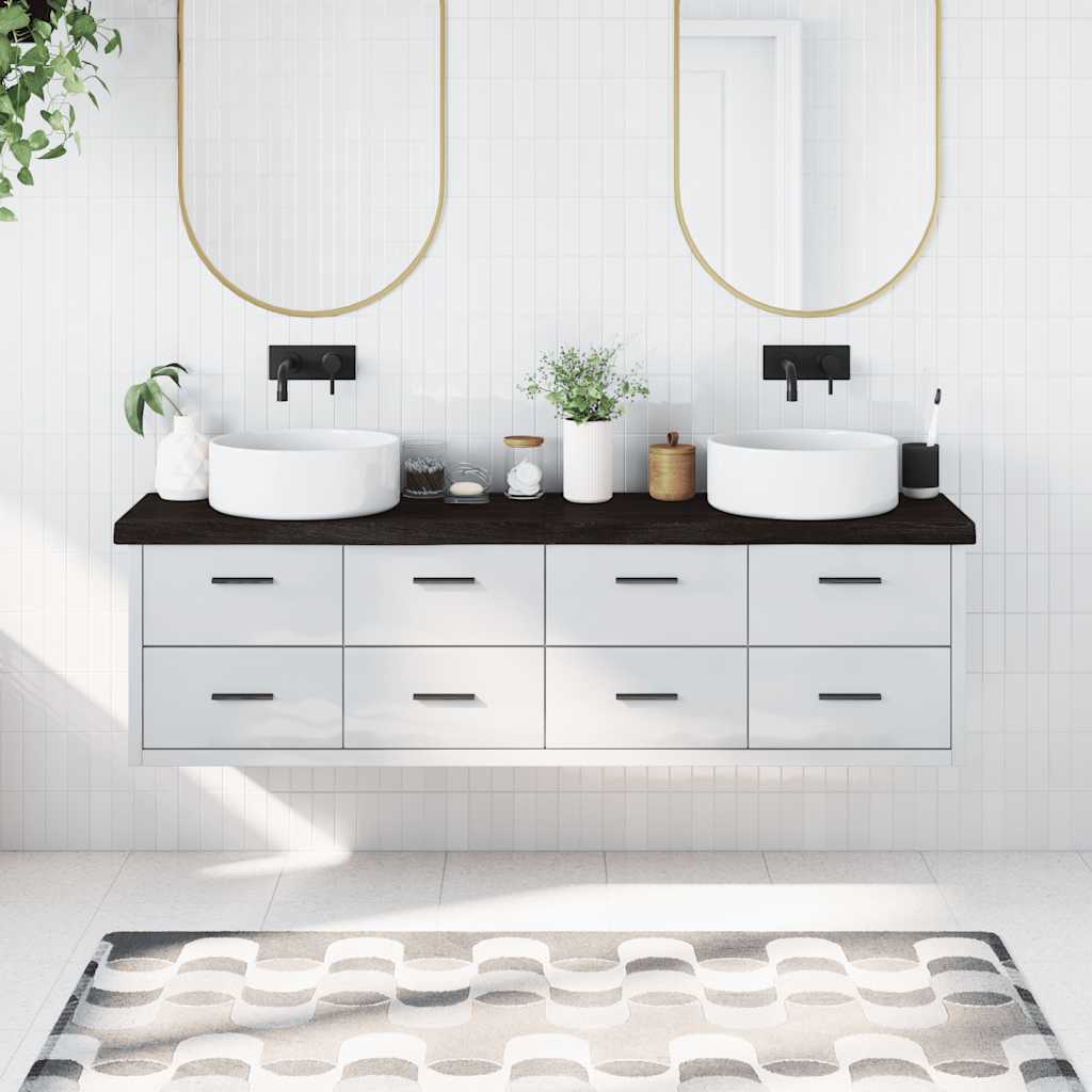 Πάγκος Μπάνιου Σκούρο Καφέ 180x40x(2-6) εκ. Επεξεργ. Μασίφ Ξύλο