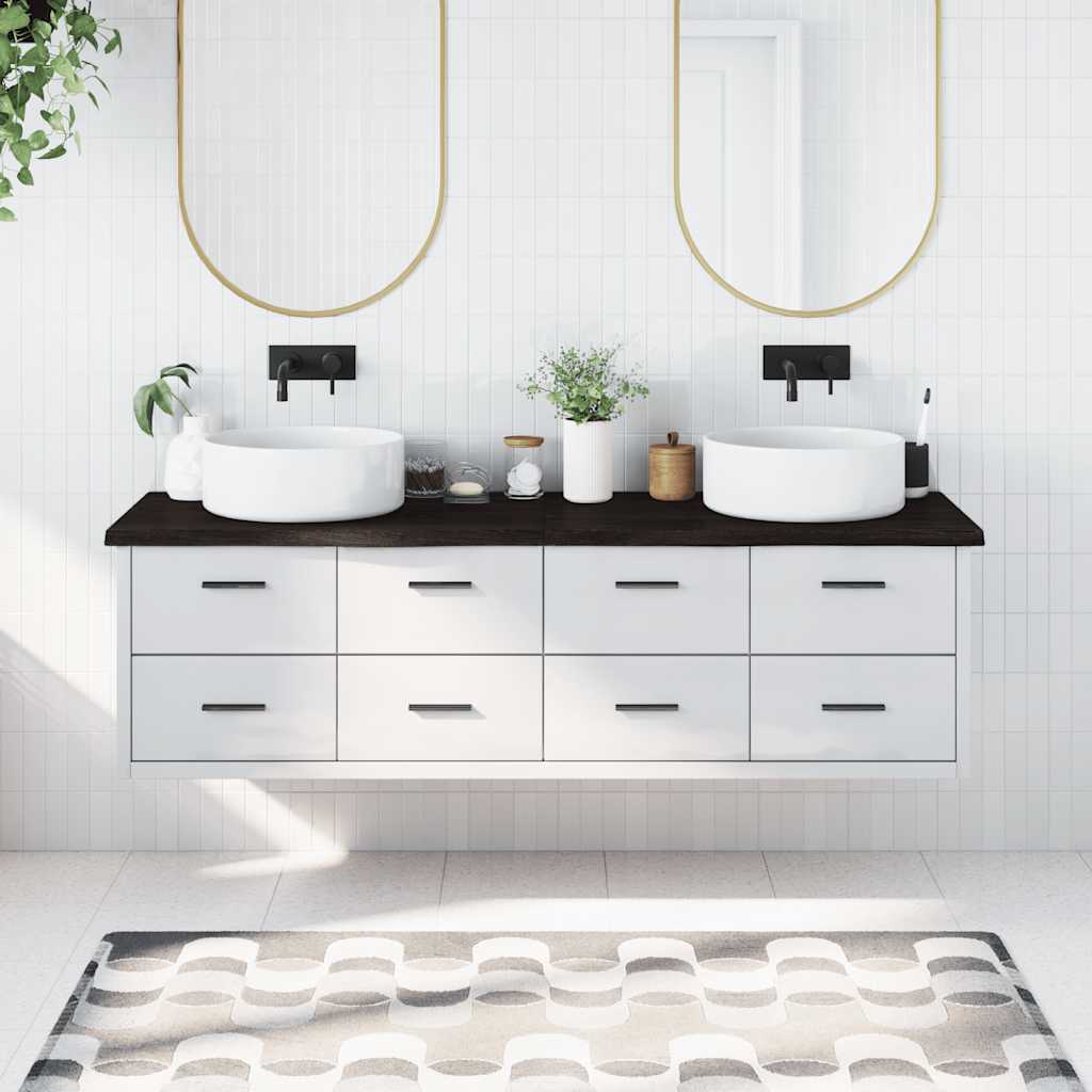 Πάγκος Μπάνιου Σκούρο Καφέ 180x50x(2-4) εκ. Επεξεργ. Μασίφ Ξύλο