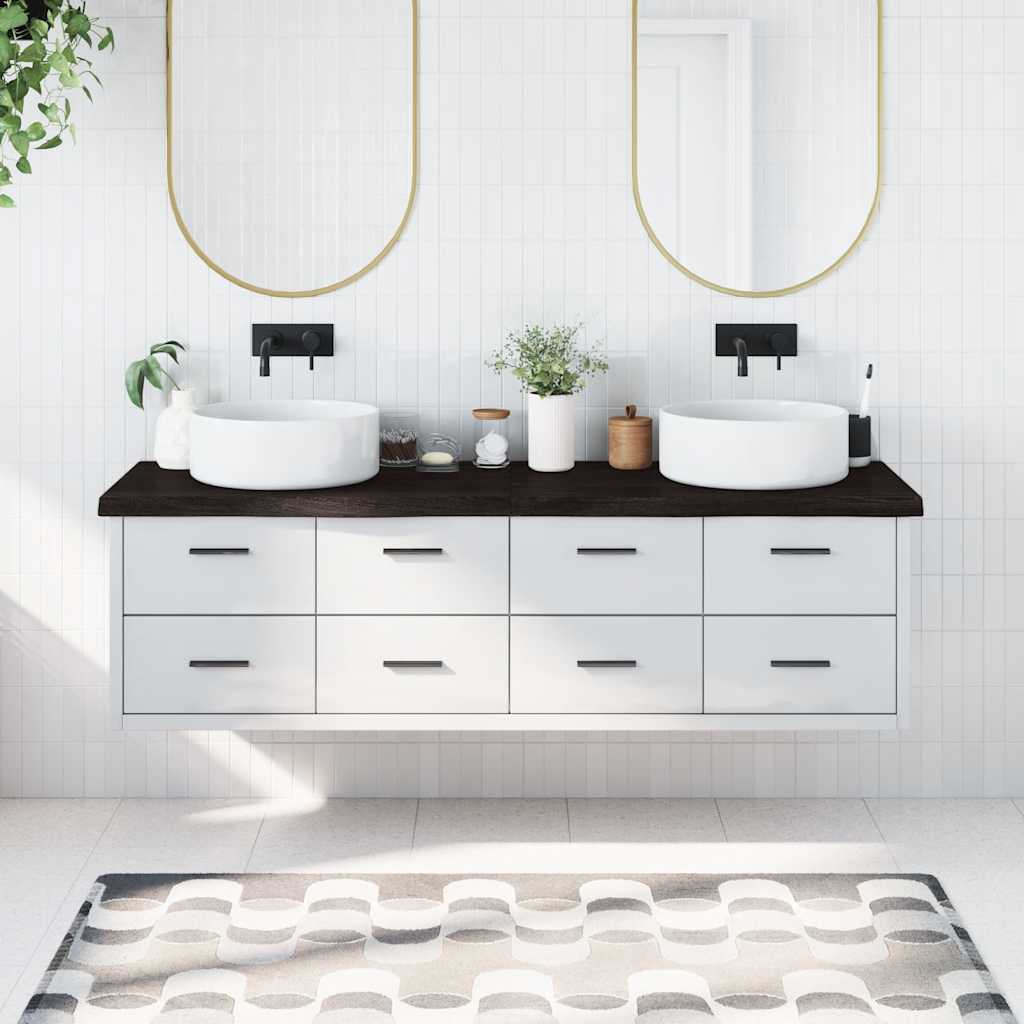 Πάγκος Μπάνιου Σκούρο Καφέ 180x50x(2-6) εκ. Επεξεργ. Μασίφ Ξύλο