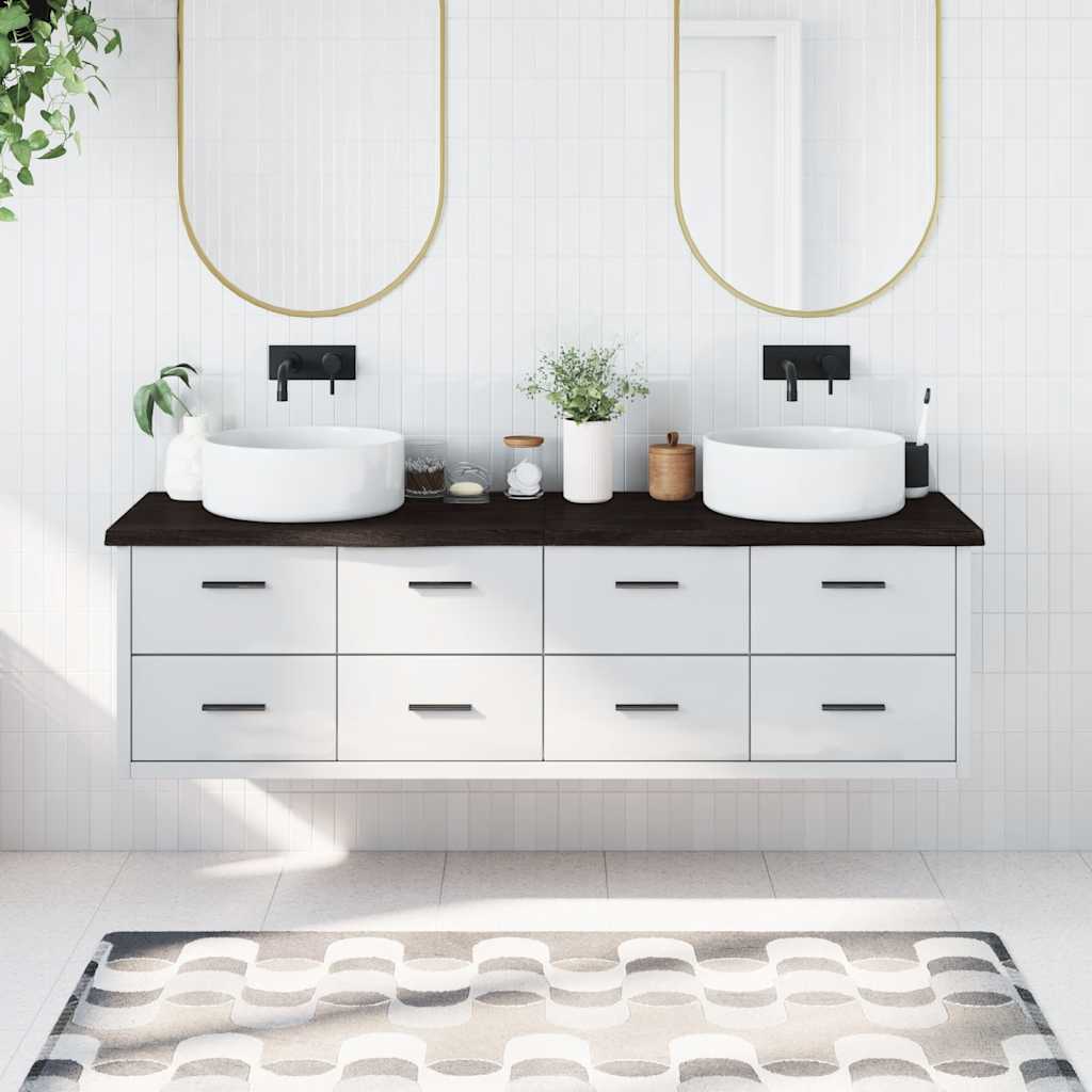 Πάγκος Μπάνιου Σκούρο Καφέ 180x60x(2-4) εκ. Επεξεργ. Μασίφ Ξύλο