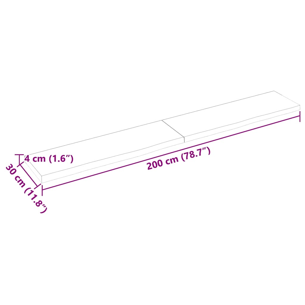 Πάγκος Μπάνιου Σκούρο Καφέ 200x30x(2-4) εκ. Επεξεργ. Μασίφ Ξύλο