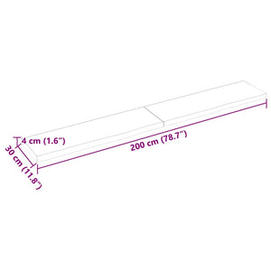 Πάγκος Μπάνιου Σκούρο Καφέ 200x30x(2-4) εκ. Επεξεργ. Μασίφ Ξύλο