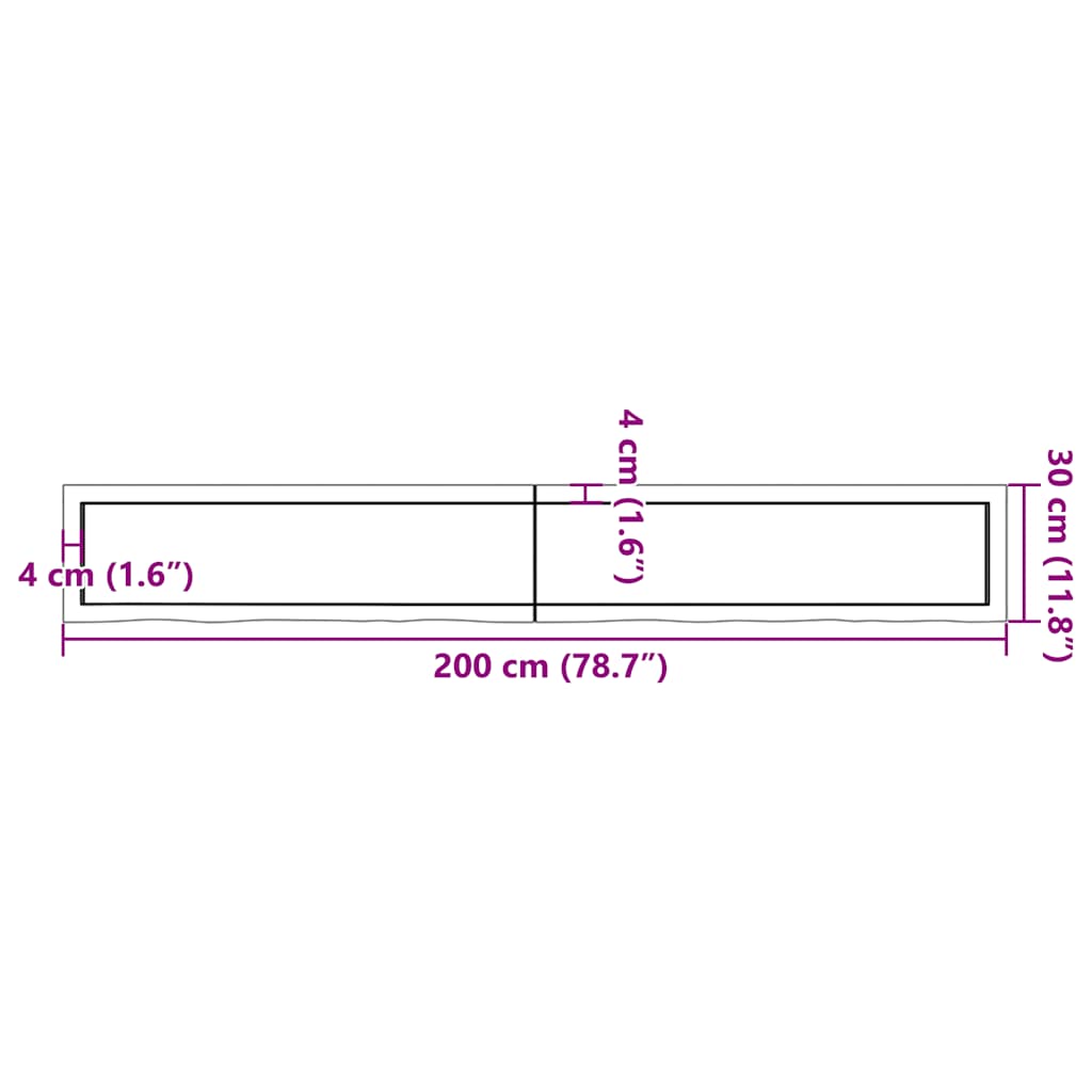 Πάγκος Μπάνιου Σκούρο Καφέ 200x30x(2-4) εκ. Επεξεργ. Μασίφ Ξύλο