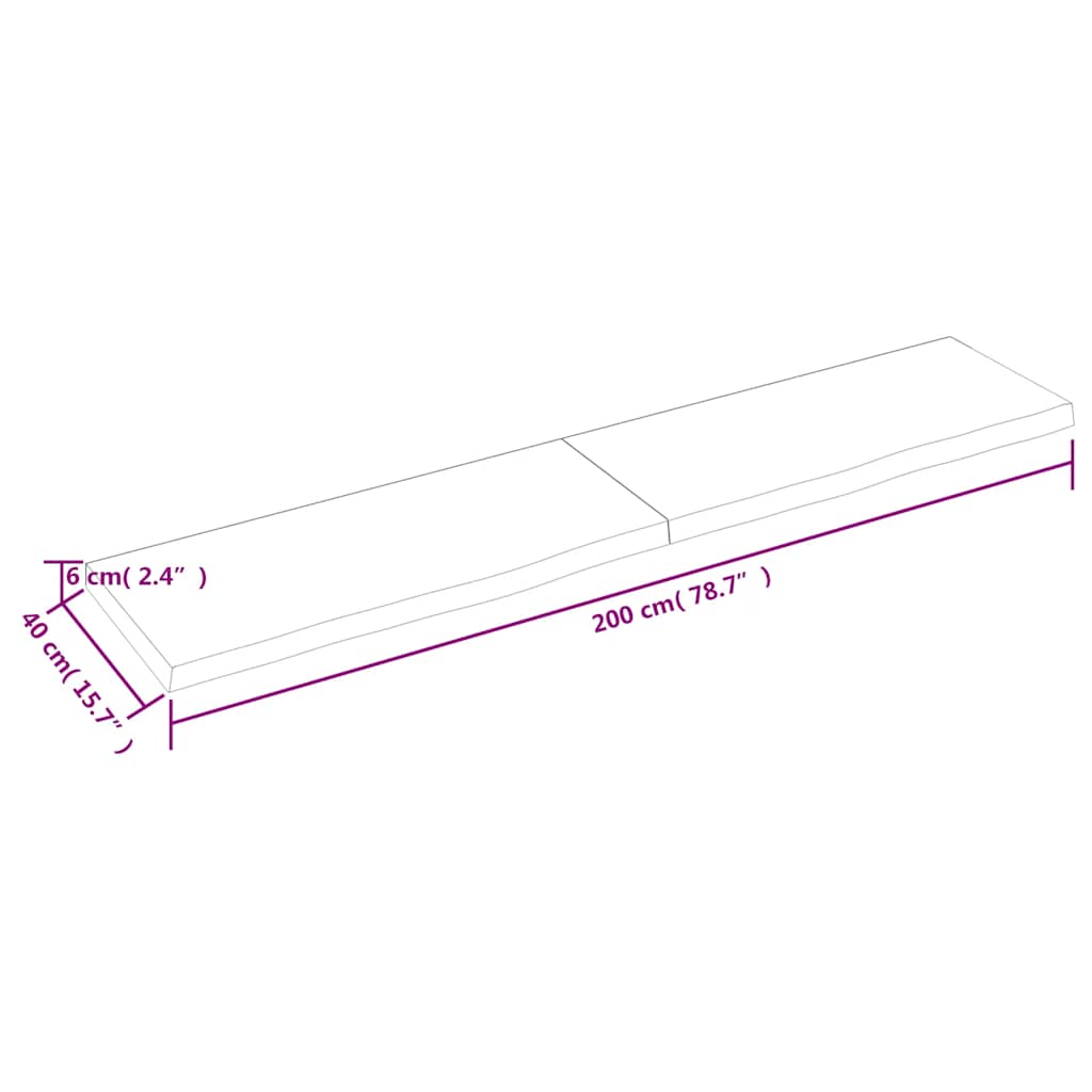 Πάγκος Μπάνιου Σκούρο Καφέ 200x40x(2-6) εκ. Επεξεργ. Μασίφ Ξύλο