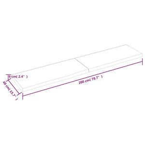 Πάγκος Μπάνιου Σκούρο Καφέ 200x40x(2-6) εκ. Επεξεργ. Μασίφ Ξύλο