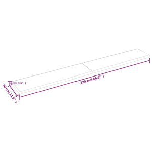 Πάγκος Μπάνιου Σκούρο Καφέ 220x30x(2-4) εκ. Επεξεργ. Μασίφ Ξύλο