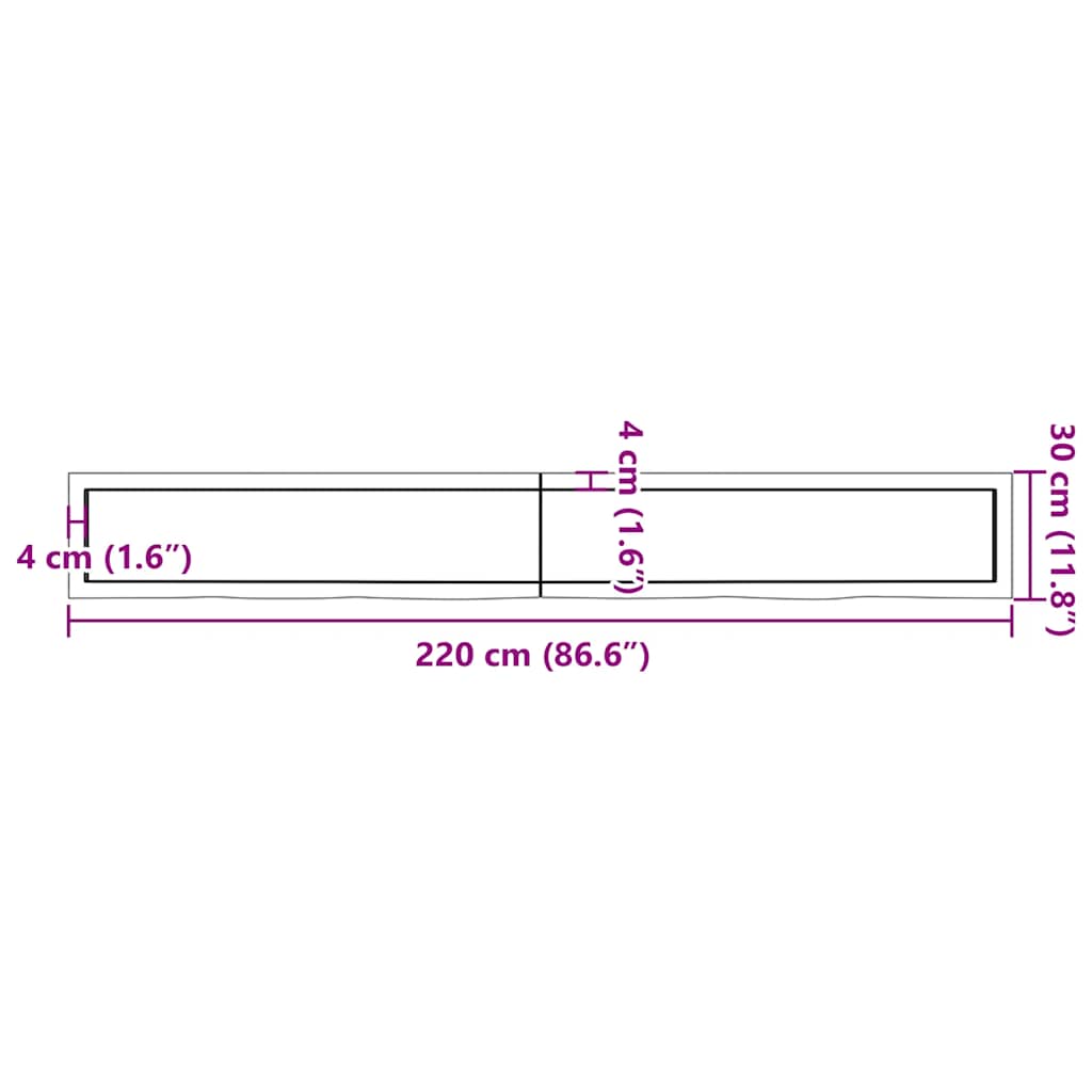 Πάγκος Μπάνιου Σκούρο Καφέ 220x30x(2-4) εκ. Επεξεργ. Μασίφ Ξύλο