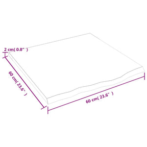 Επιφάνεια Τραπεζιού 60x60x2 εκ. Ακατέργαστο Μασίφ Ξύλο Δρυός